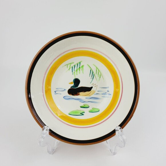 Rare Stangl Pottery Country Life 8" Serving Bowl, Hand-Painted Duck in Pond, USA - Picture 10 of 12